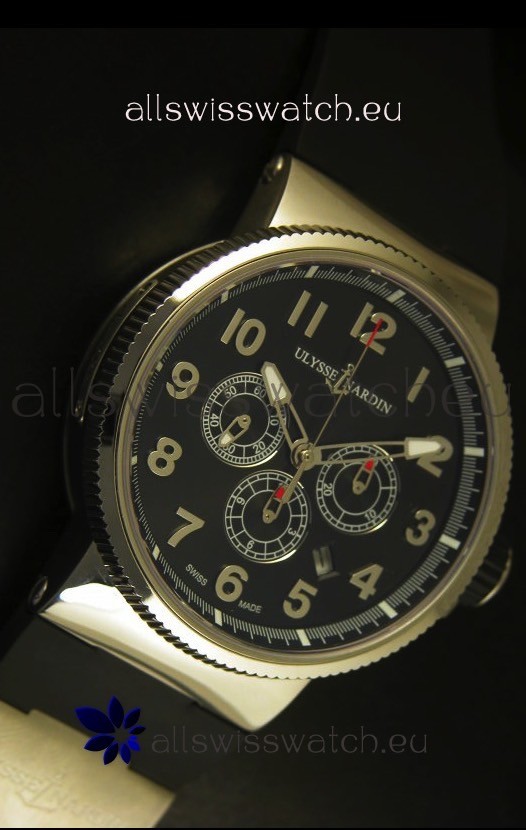 IMG_9081 Ulysse Nardin Marine Chronograph Stainless Steel Black Arabic Dial - 1:1 Mirror Replica 5