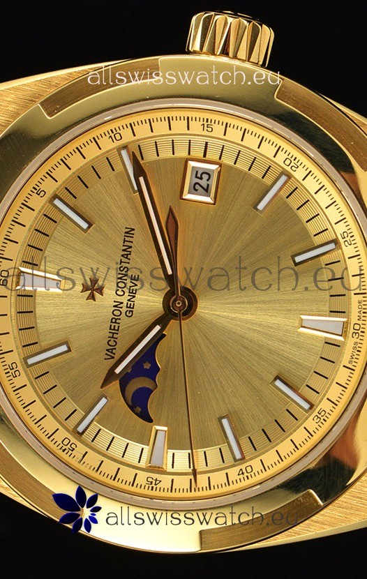 IMG_9081 Vacheron Constantin Overseas MoonPhase Yellow Gold in Brown Strap Replica 5