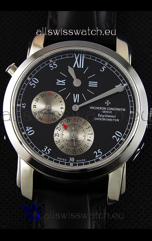 Vacheron Constantin Malte Dual Time Regulator Black Dial Replica 5