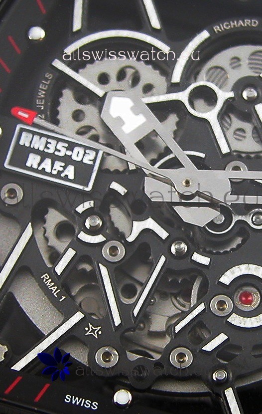 IMG_9081 Richard Mille RM35-2 Rafael Nadal Forged Carbon Case with Red Strap Replica 5