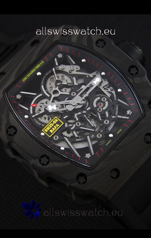 IMG_9081 Richard Mille RM35-2 Rafael Nadal Forged Carbon Case with Black Rubber Strap Replica 5