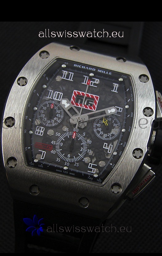 IMG_9081 Richard Mille RM011-FM Felipe Massa One Piece Titanium Case in Black Strap Replica 5