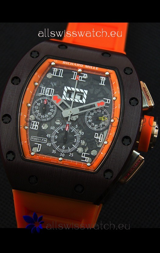 Richard Mille RM011-FM Felipe Massa One Piece Ceramic Case in Orange Strap Replica 5