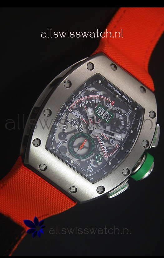 IMG_9081 Richard Mille RM011 Filipe Massa Titanium Casein Orange Nylon Strap Replica 5