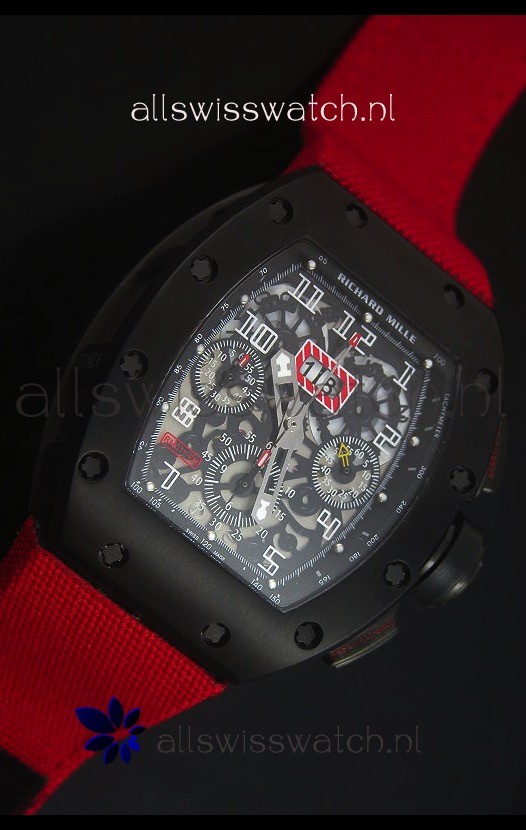IMG_9081 Richard Mille RM011 Filipe Massa PVDin Red Nylon Strap Replica 5