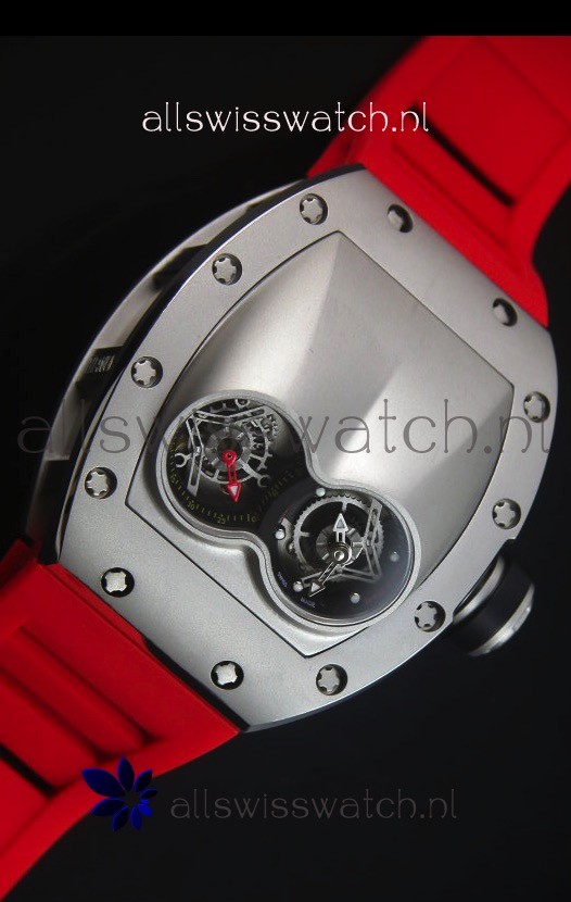 IMG_9081 Richard Mille RM053 Tourbillon Pablo Mac Donoughin Titanium Case Red Strap Replica 5