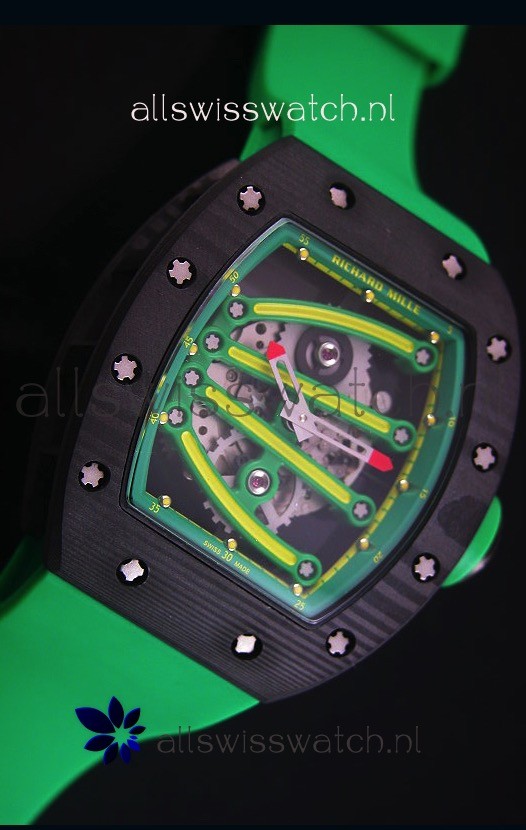IMG_9081 Richard Mille RM059 Yohan Blake Forged Carbon Casein Green Bezel Replica 5
