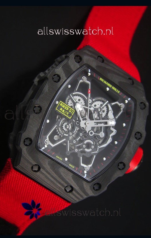 IMG_9081 Richard Mille RM35-01 Rafael Nadal EditionRed Nylon Strap Replica 5