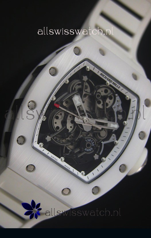IMG_9081 Richard Mille RM055 White Ceramic Case in White Inner Bezel Replica 5