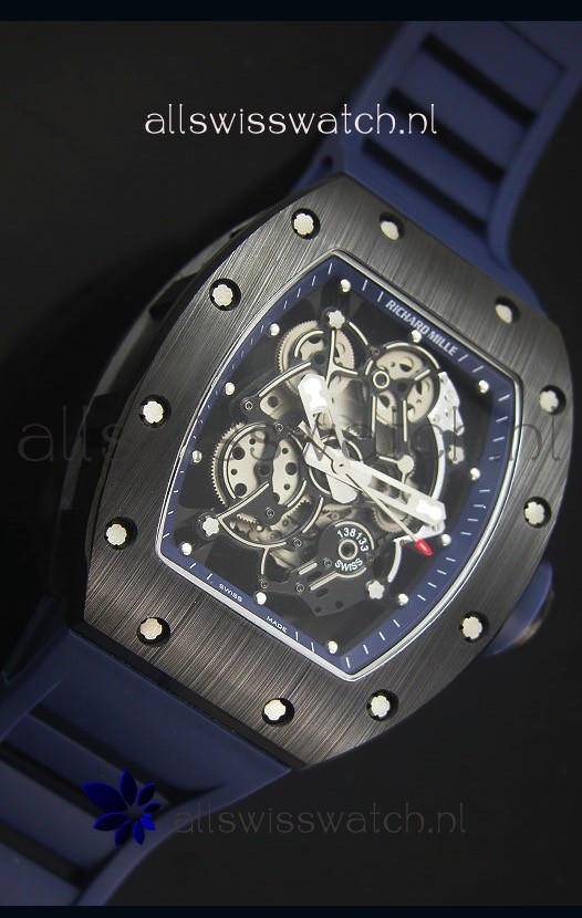 IMG_9081 Richard Mille RM055 Ceramic Case in Blue Inner Bezel Replica 5