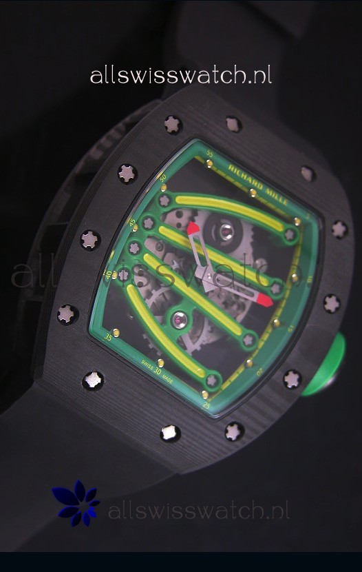 IMG_9081 Richard Mille RM059 Yohan Blake Forged Carbon Casein Green Bezel Replica 5