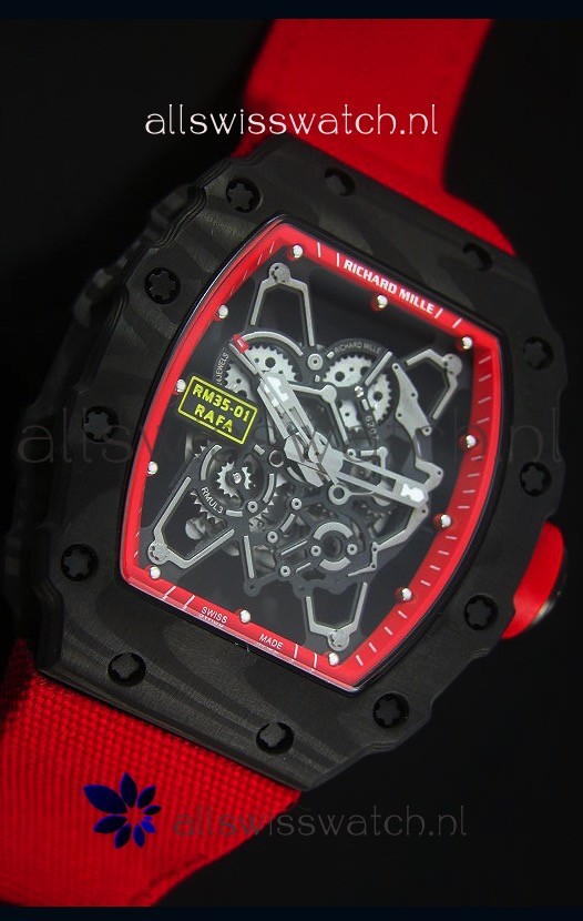 IMG_9081 Richard Mille RM35-01 Rafael Nadal EditionRed Nylon Strap Replica 5