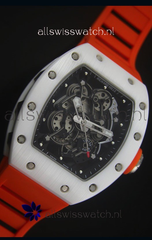 IMG_9081 Richard Mille RM055 White Ceramic Case in Black Inner Bezel Replica 5