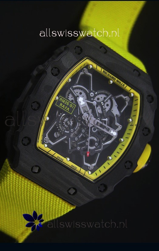 IMG_9081 Richard Mille RM35-01 Rafael Nadal EditionYellow Nylon Strap Replica 5