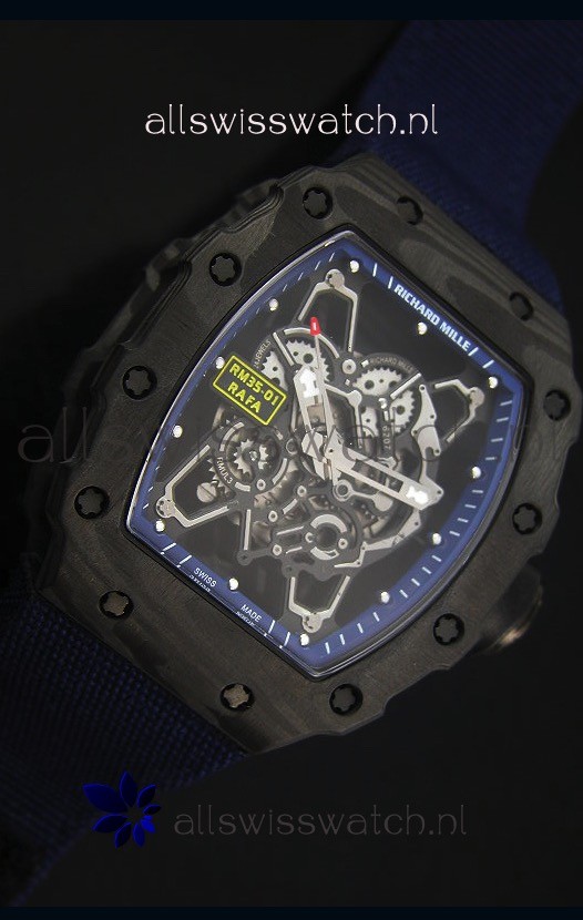 IMG_9081 Richard Mille RM35-01 Rafael Nadal EditionNavy Blue Nylon Strap Replica 5