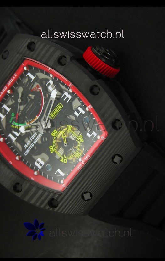IMG_9081 Richard Mille RM036 Jean Todt Forged Carbon Bezel Titanium - Red Edition Replica 5