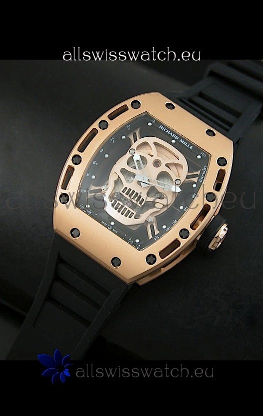 IMG_9081 Richard Mille RM052 Skull Tourbillonin Pink Gold Casing Replica 5