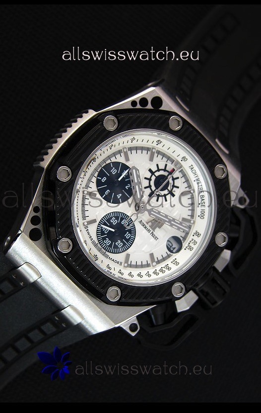IMG_9081 Audemars Piguet Royal Oak Survivor Chronograph Quartz in White Dial Replica 5