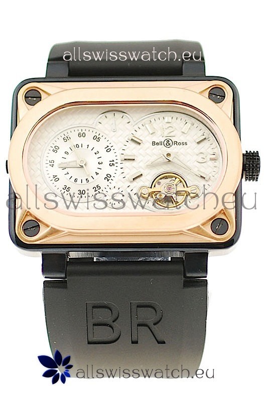 IMG_9081 Bell and Ross BR Minuteur Tourbillon Gold in White Dial Replica 5