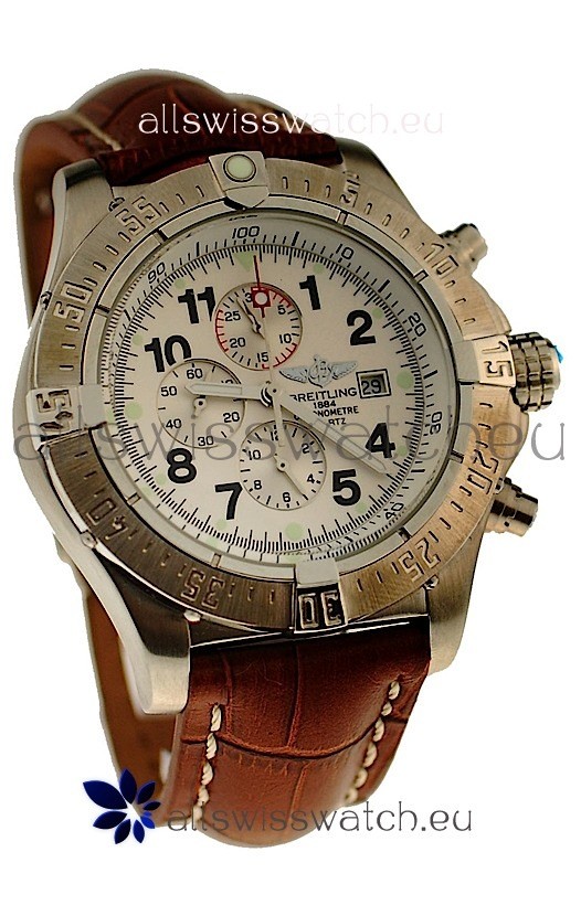 IMG_9081 Breitling Chronograph Chronometre in Brown Strap Replica 5