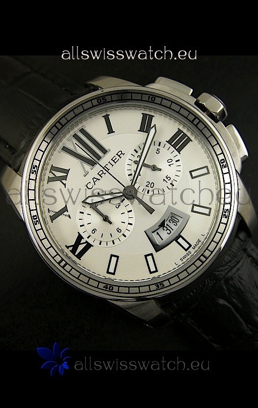 Calibre De Cartier Chronograph in Steel Replica 5