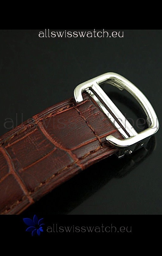 IMG_9081 Cartier Ronde de Tourbillon Diamond in Brown Strap Replica 5