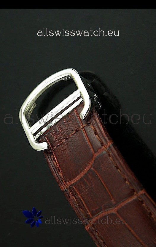 IMG_9081 Cartier Ronde de Tourbillon Diamond in Brown Strap Replica 5