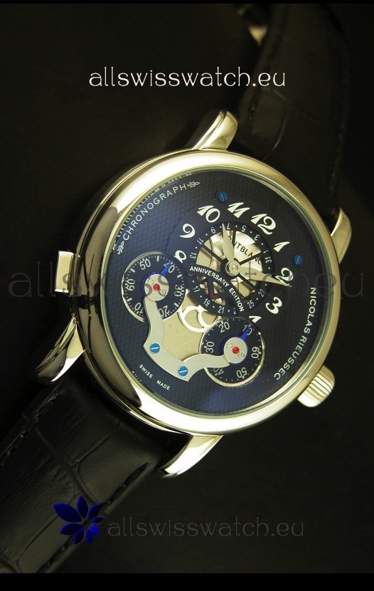 IMG_9081 Mont Blanc Nicolas Riessec Stainless Steel Case in Black Dial Replica 5