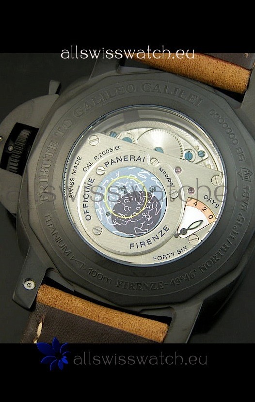 IMG_9081 Panerai PAM365 L’Astronomo Luminor 1950 GMT Equation of Time Black Dial PVD Replica 5