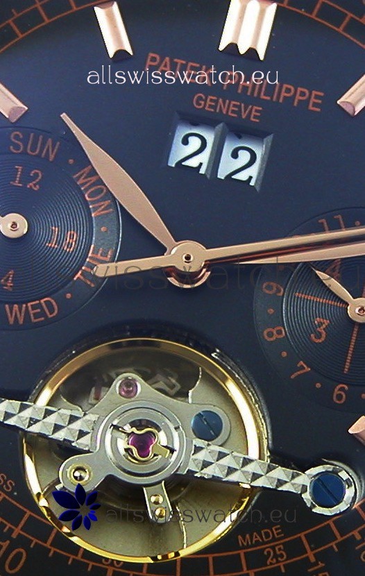 IMG_9081 Patek Philippe Tourbillon in Pink Gold Case Black dial Replica 5