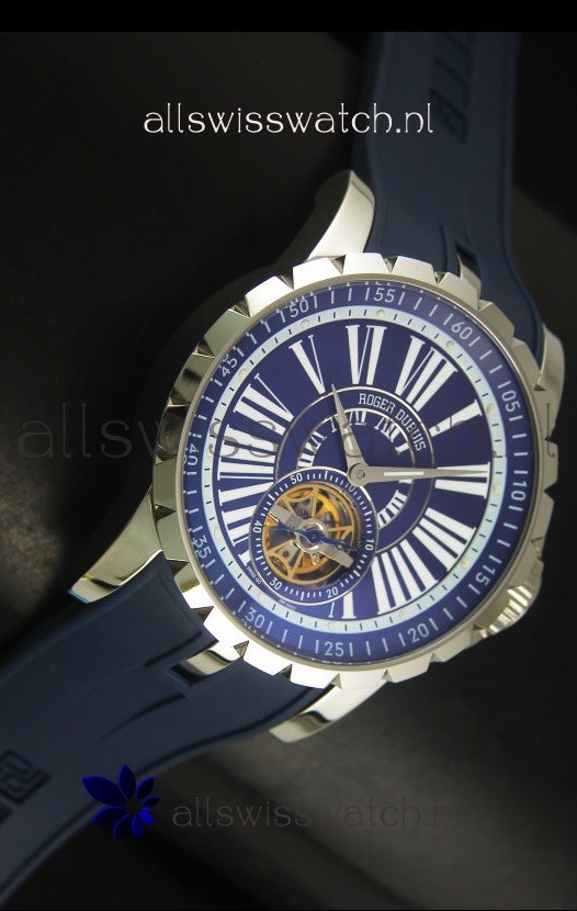 IMG_9081 Roger Dubuis Excalibur Tourbillon Movement - Blue Dial Replica 5