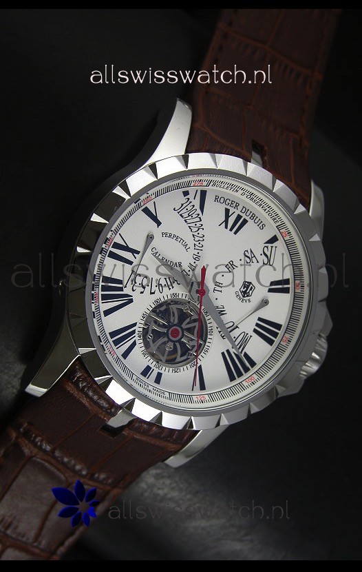 IMG_9081 Roger Dubuis Excalibur Calendar in White Dial Replica 5