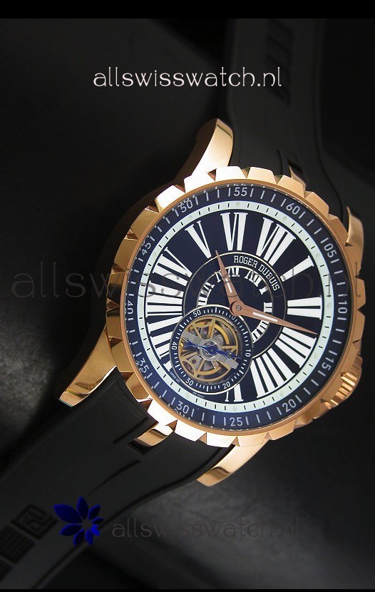 IMG_9081 Roger Dubuis Excalibur Tourbillon - Rose Gold Plating Black Dial Replica 5