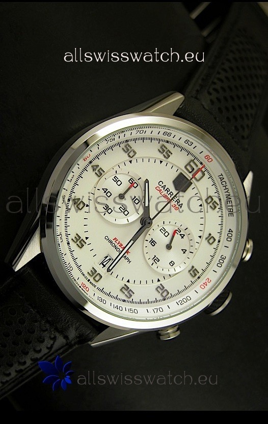 IMG_9081 Tag Heuer Carrera Calibre 36 Flyback White Dial - Quartz Movement Replica 5