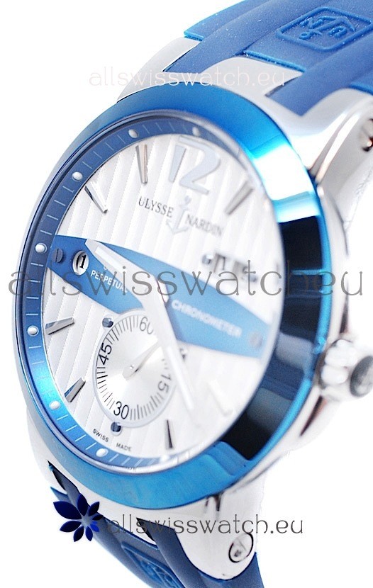 IMG_9081 Ulysse Nardin Executive Dual Time in Persian Blue Bezel Replica 5