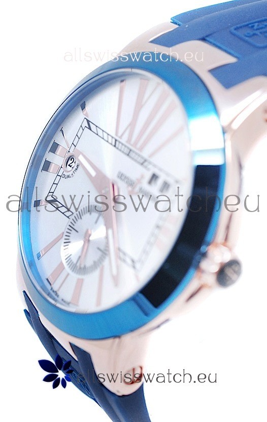 IMG_9081 Ulysse Nardin Executive Dual Time in Smooth Blue Bezel Replica 5