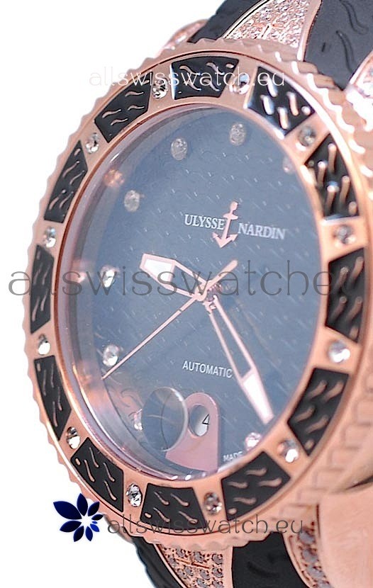 IMG_9081 Ulysse Nardin Diver Pink Gold in Black Dial Replica 5