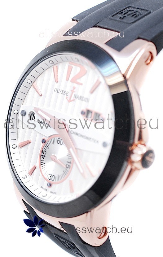 IMG_9081 Ulysse Nardin Executive Dual Time Rose Gold in Black Bezel Replica 5