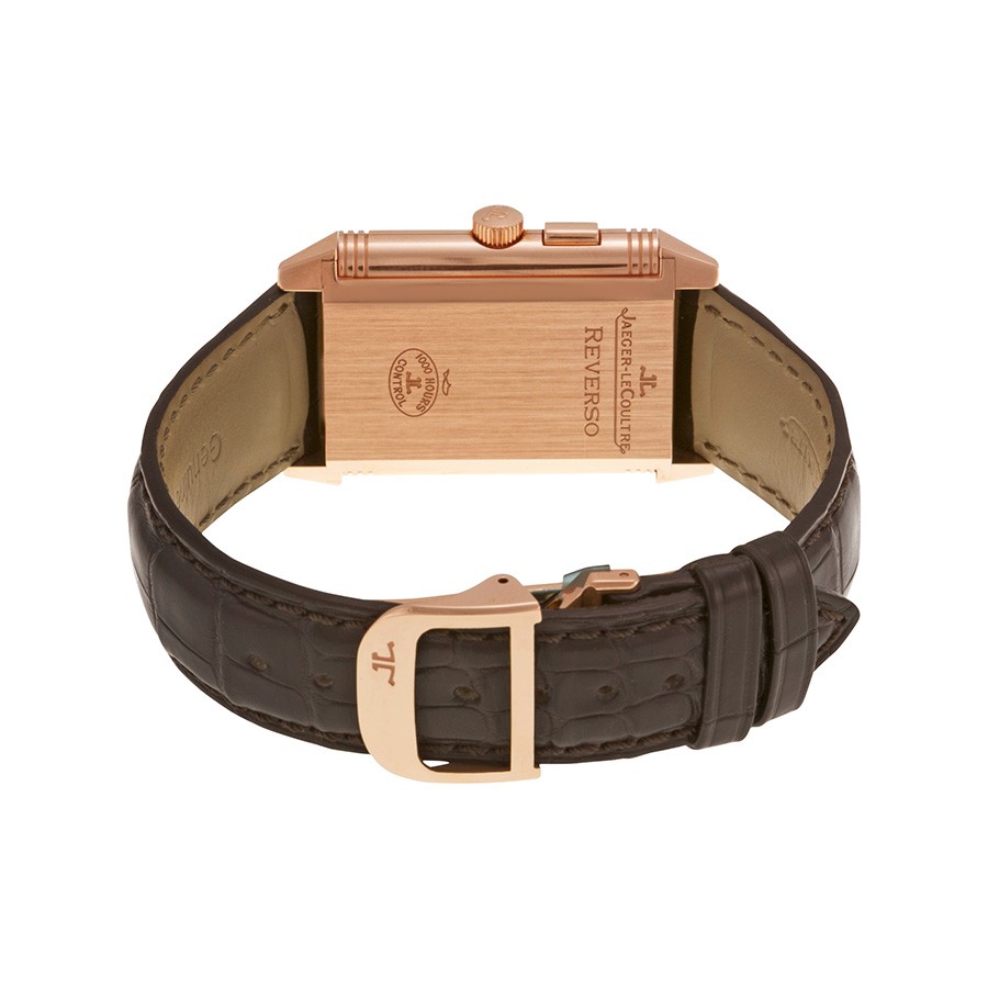 IMG_9081 Jaeger LeCoultre Q2712410 Reverso Duo Mens Hand Wind 18kt Rose Gold Replica 5