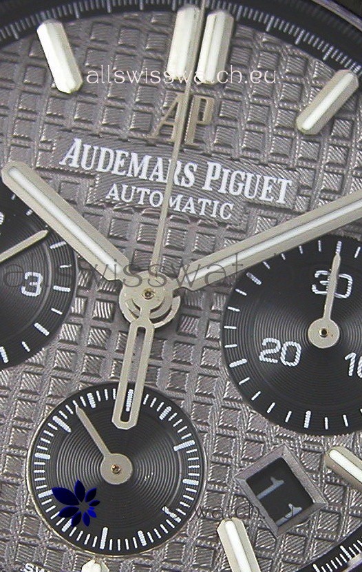IMG_9081 Audemars Piguet Royal Oak Chronograph Slate Grey Dial Rubber Strap PVD Case Replica 6