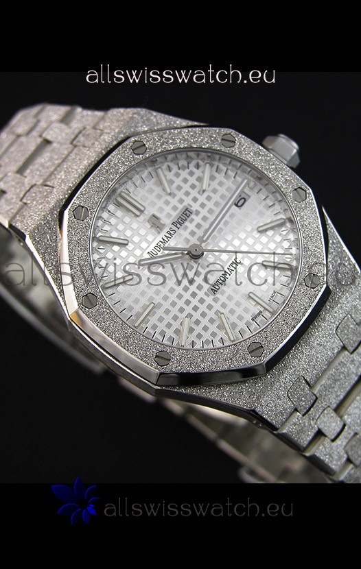 IMG_9081 Audemars Piguet Royal Oak Frosted Self-Winding White Gold White Dial 1:1 Mirror Replica 6