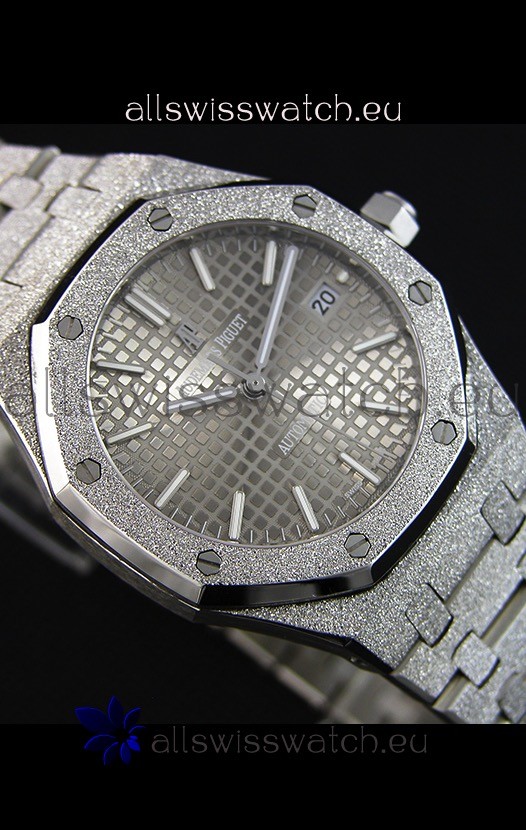 IMG_9081 Audemars Piguet Royal Oak Frosted Self-Winding White Gold Grey Dial 1:1 Mirror Replica 6