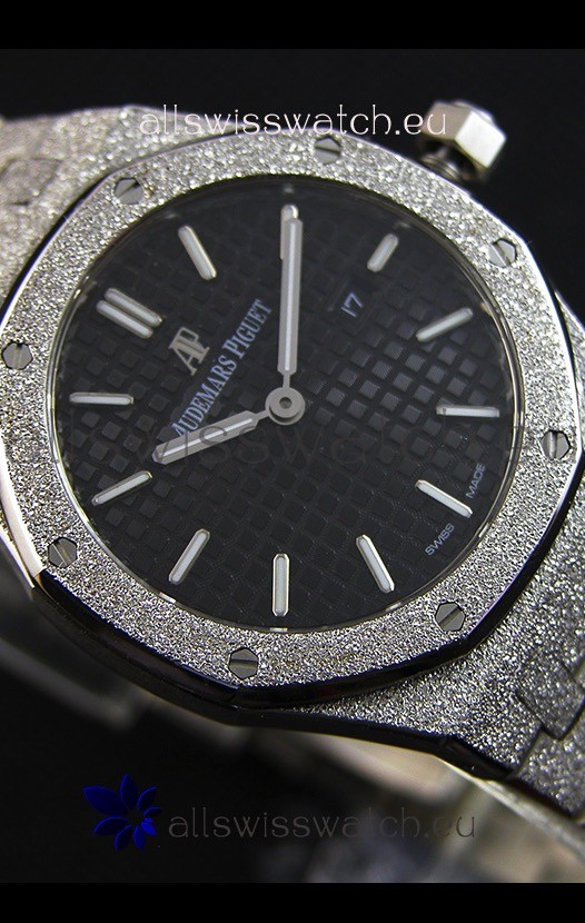 Audemars Piguet Royal Oak Frosted White Gold QUARTZ Black Dial 33MM - 1:1 Mirror Replica 6