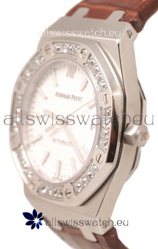 Audemars Piguet Royal Oak Steel in Brown Leather Strap Replica 6