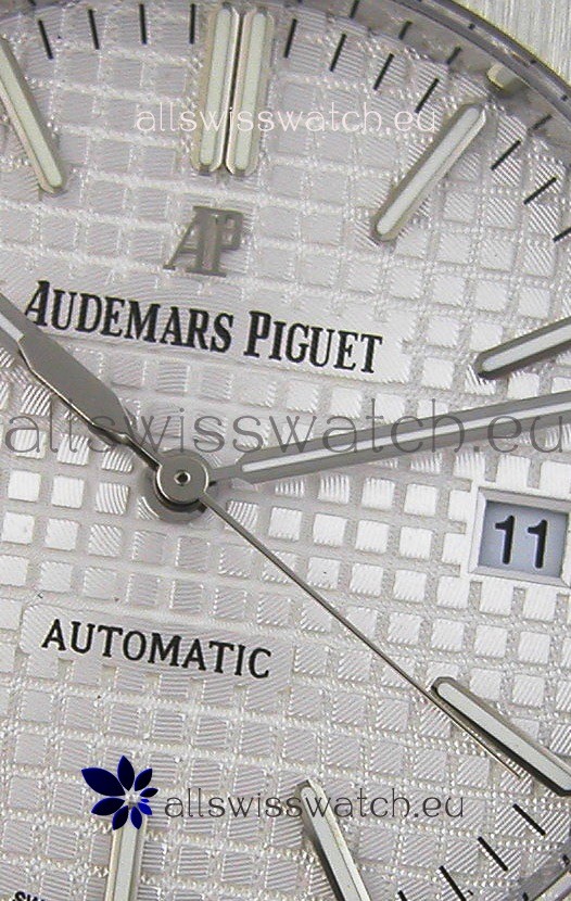 IMG_9081 Audemars Piguet Royal Oak 41MM Silver Dial Leather Strap - 1:1 Mirror Ultimate Edition Replica 6