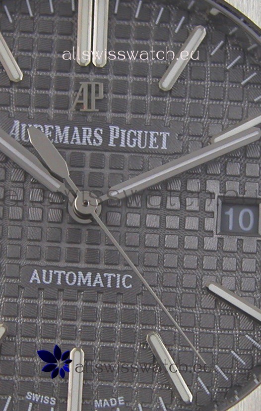 IMG_9081 Audemars Piguet Royal Oak 41MM Grey Dial Leather Strap - 1:1 Mirror Ultimate Edition Replica 6