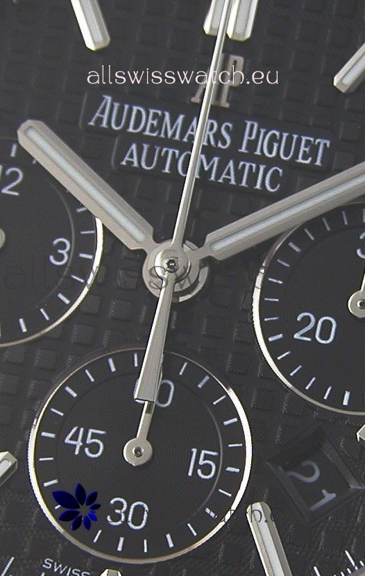 IMG_9081 Audemars Piguet Royal Oak Chronograph Black Dial Steel Strap Replica 6