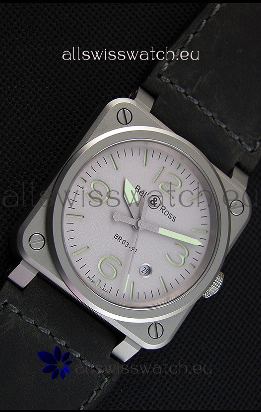 IMG_9081 Bell & Ross BR03-92 Horolum Grey Dial Leather Strap1:1 Mirror Replica 6