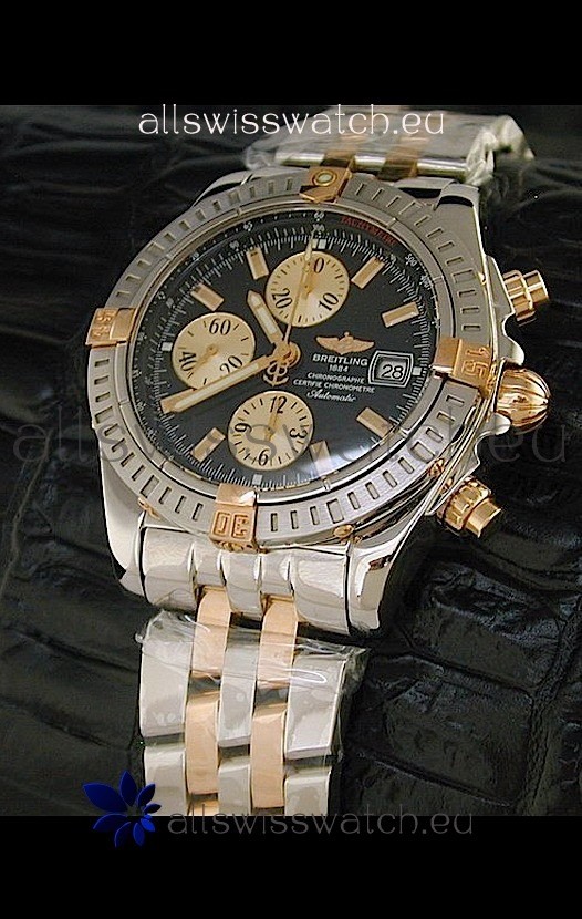 IMG_9081 Breitling Windriderin Black Dial Two tone Casing Replica 6