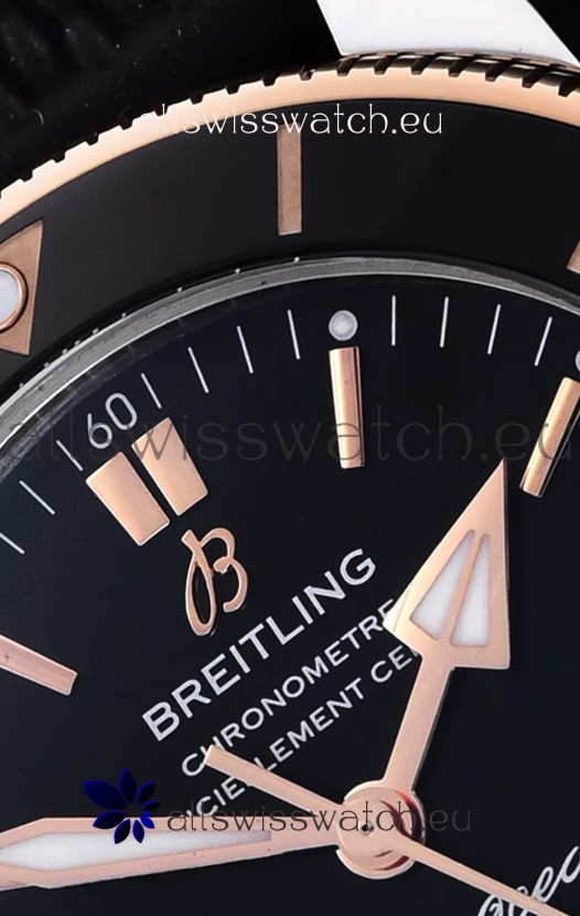 IMG_9081 Breitling SuperOcean Heritage II 44MM Black Dial Two Tone 904L Rubber Strap 1:1 Mirror Replica 6